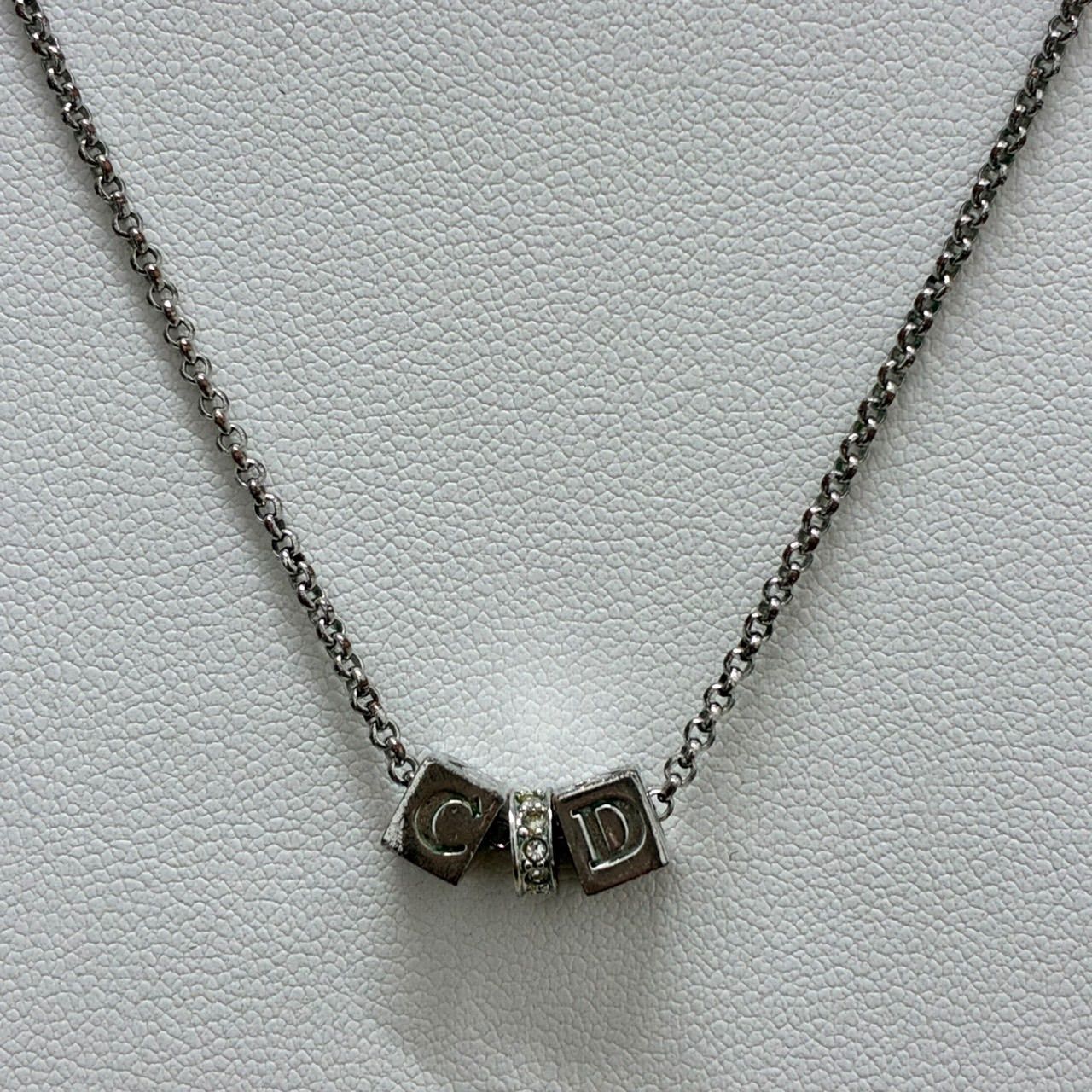 Y0417]Christian Dior CDロゴ キューブ ネックレス アクセサリー 