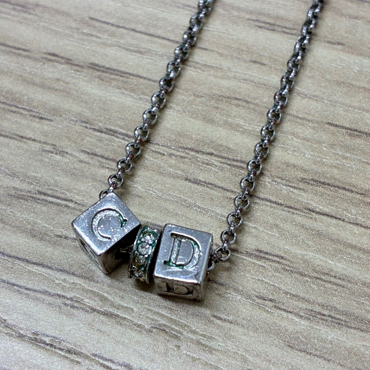 Y0417]Christian Dior CDロゴ キューブ ネックレス アクセサリー 