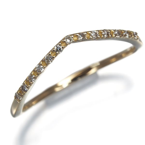 アガット 18金 V字 ハーフエタニティ ダイヤ0.06ct リング 指輪 7号 アガット 18金 V字 ハーフエタニティ ダイヤ0.06ct リング 指輪 7号
