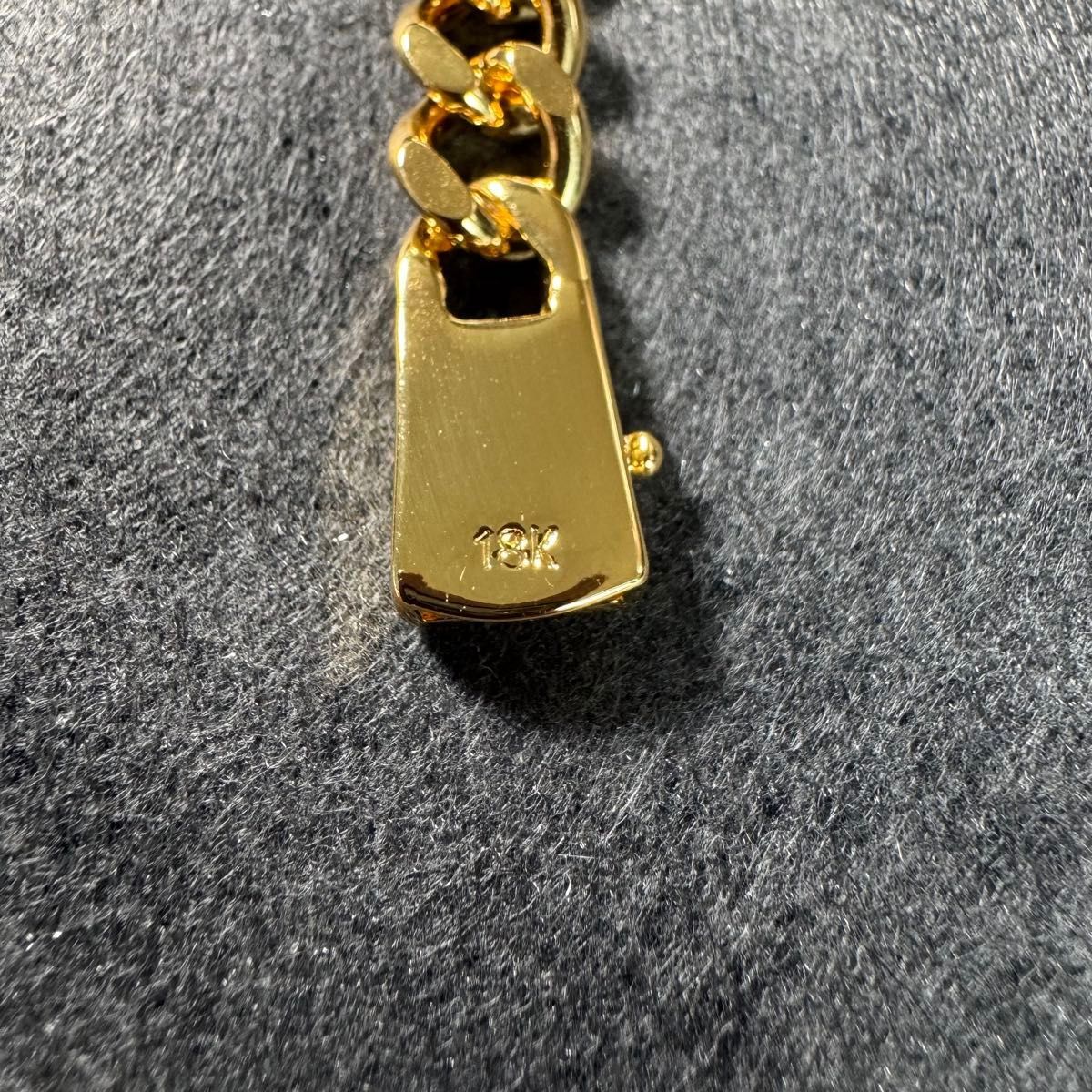 18K GP 喜平チェーン IDプレート ブレスレット キューバン チェーン 金