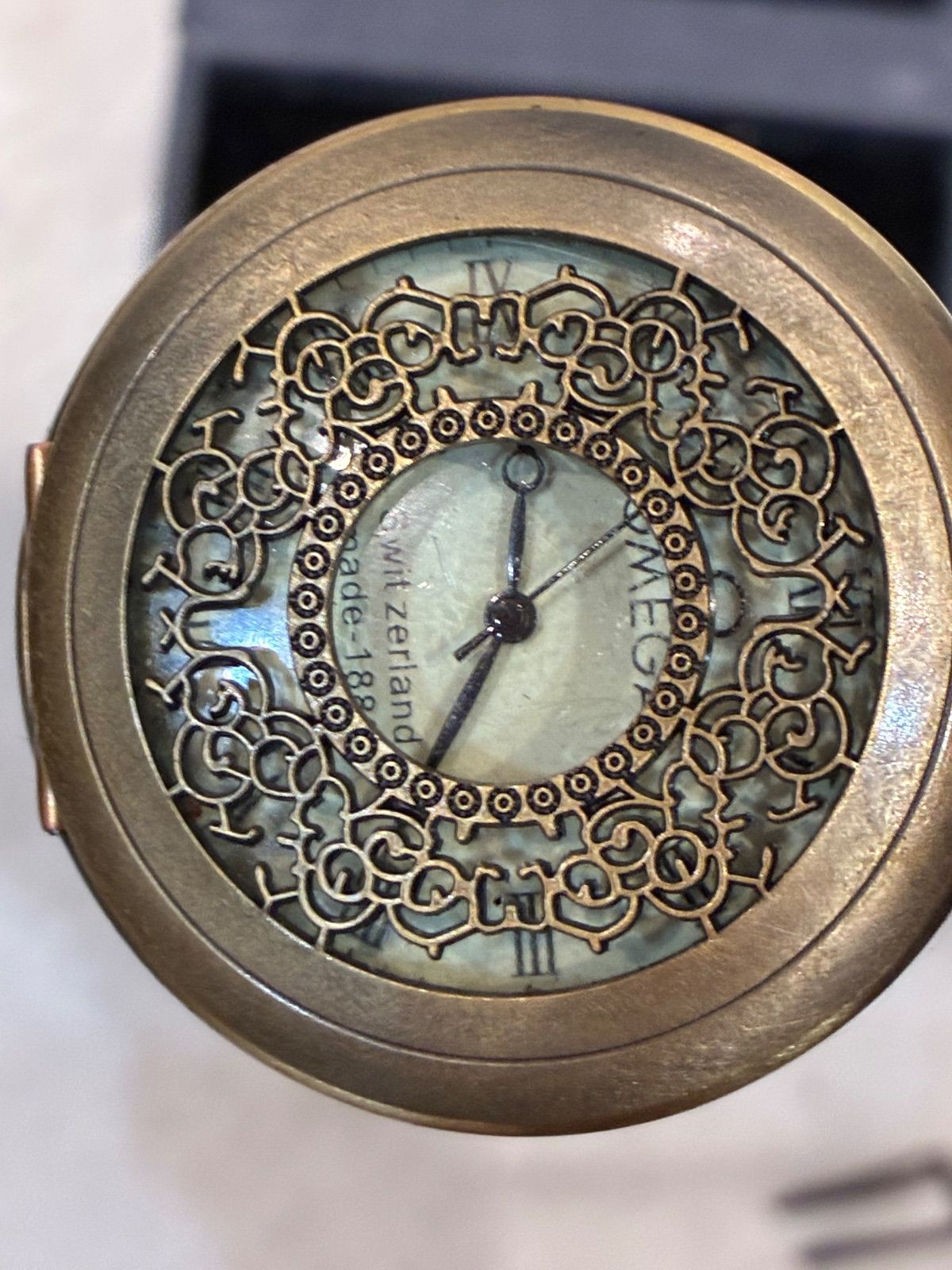 アンティーク調 オメガ OMEGA 1882 刻印 スケルトン 懐中時計 手巻き 