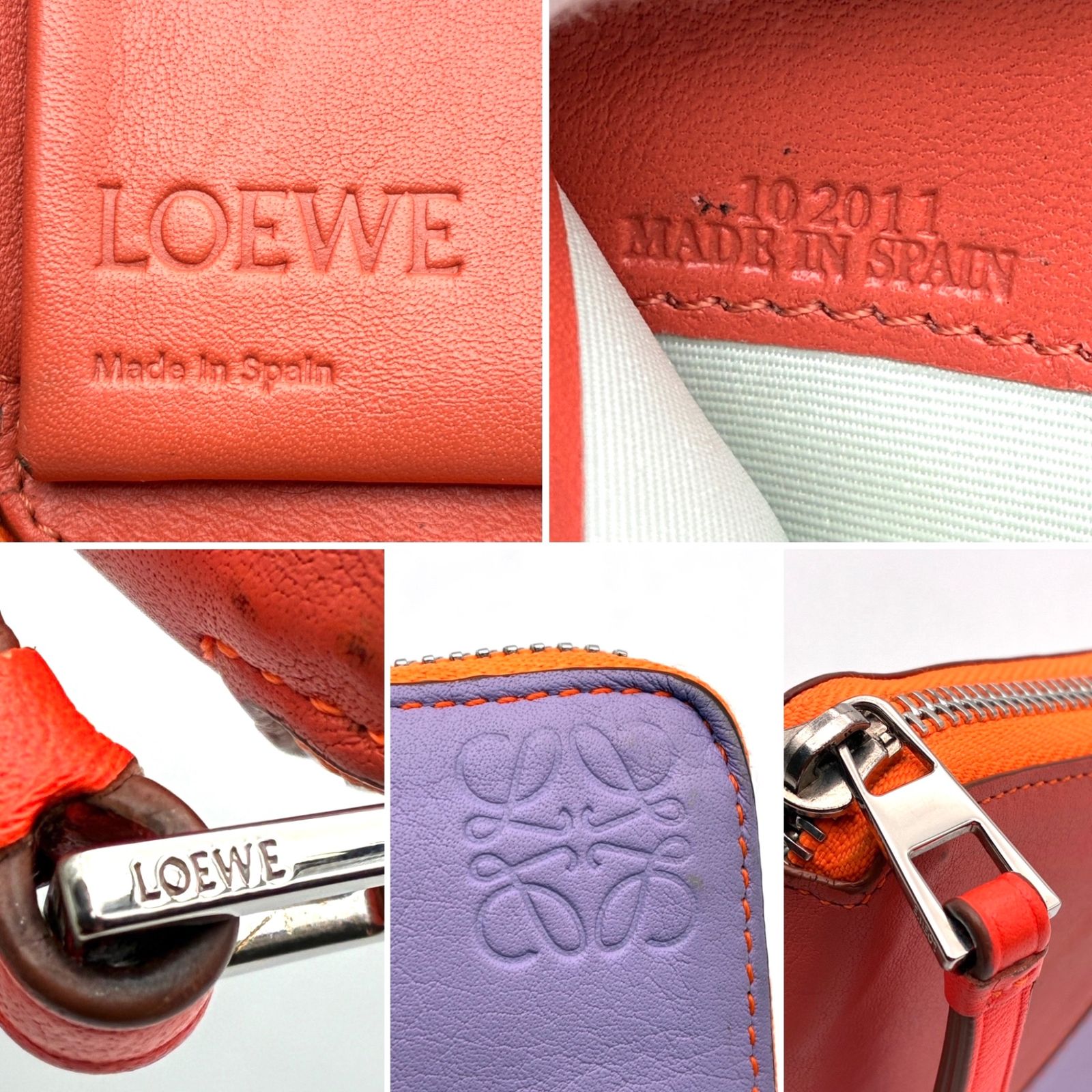 LOEWE ロエベ パズル スクエア ジップ ウォレット 二つ折り財布 ラウンドファスナー コンパクト財布 カーフレザー 本革 マルチカラー レッド パープル ライラック オレンジ アナグラム レディース メンズ ユニセックス 希少 レア LOEWE ロエベ パズル スクエア ジップ ウォレット 二つ折り財布