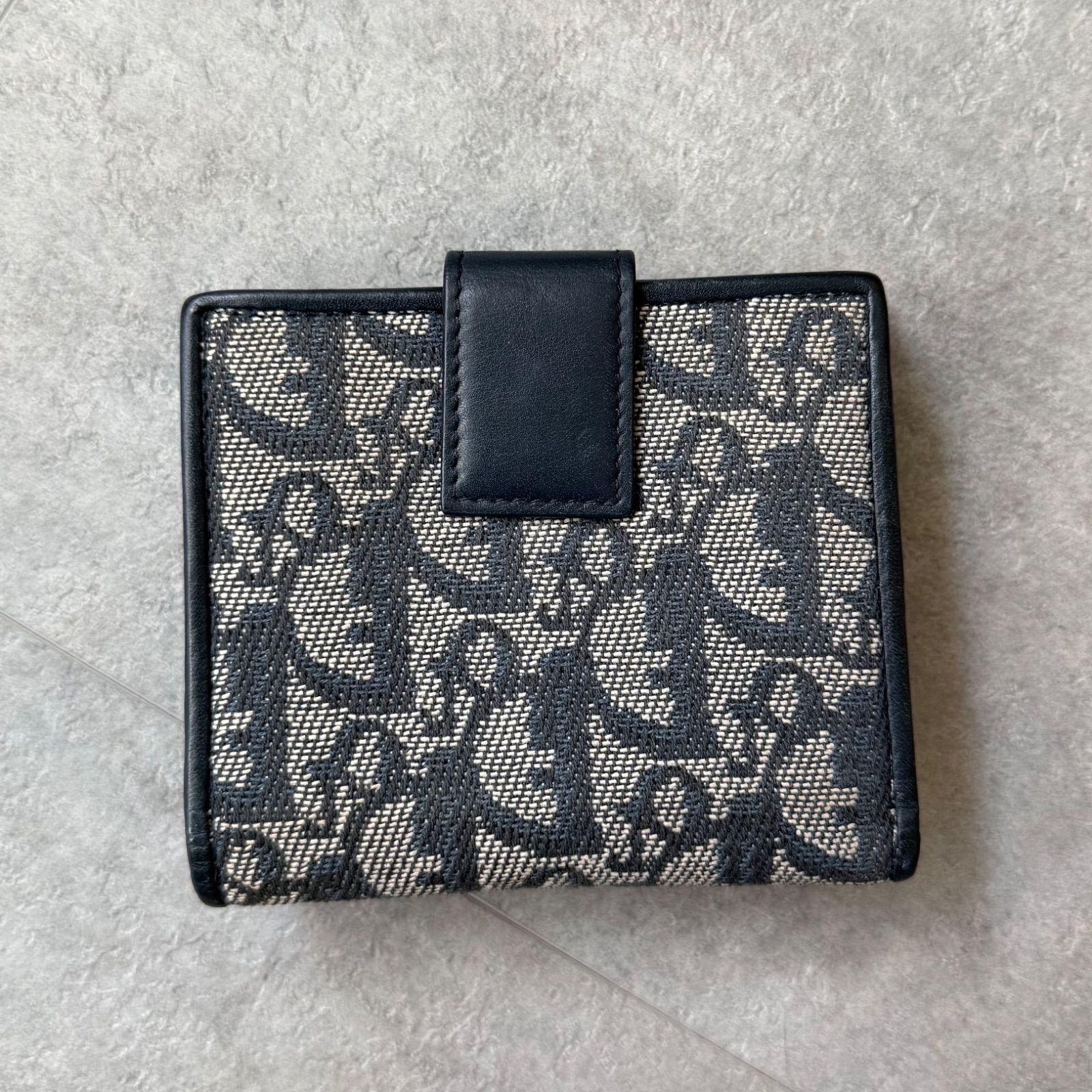 Dior　二つ折り財布 トロッター柄 キャンバス レザー コンパクトウォレット Christian Dior トロッター 二つ折り財布キャンバス×レザー