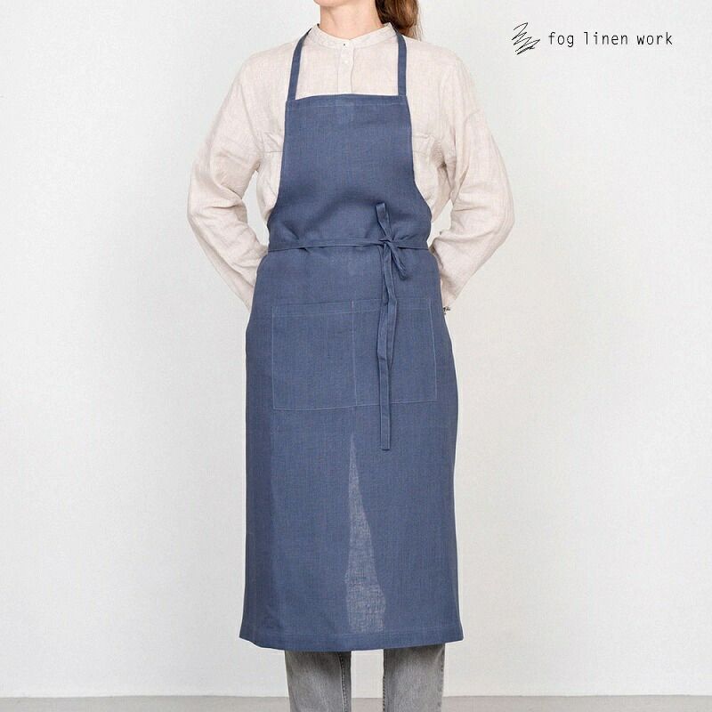 fog linen work エプロン フォグリネンワーク リネン フルエプロン ブルー フュメ LKA004-1193 fog フォグ エプロン かわいい シンプル ナチュラル 前掛け リネン リネン100％ 麻 無地 布 ナチュラル おしゃれ 北欧