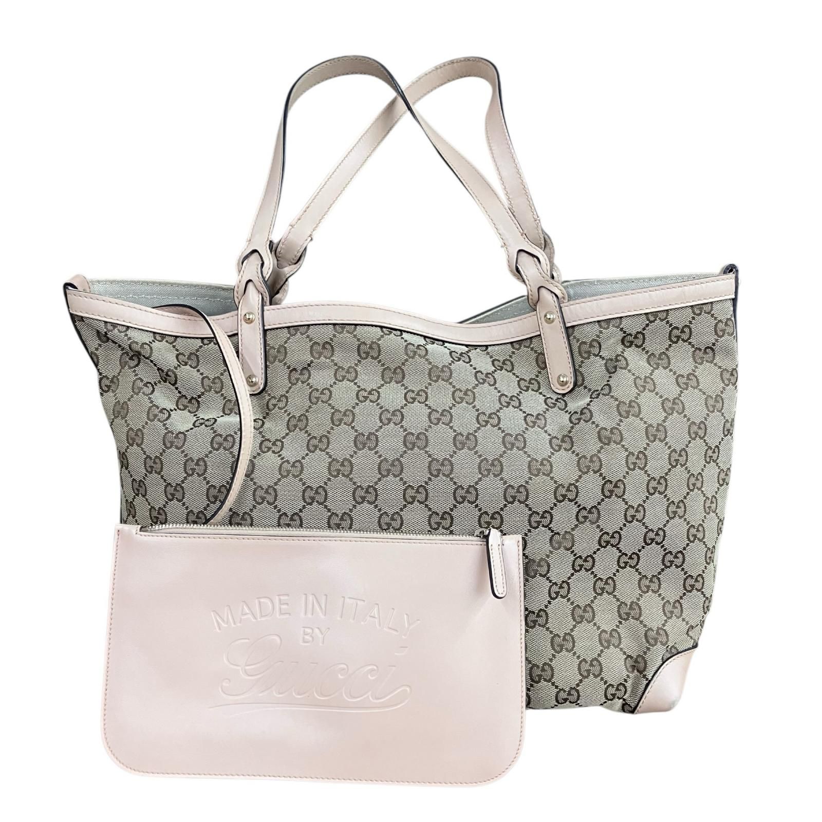180053 現状品 GUCCI グッチ GGキャンバス トートバッグ ポーチ付き 