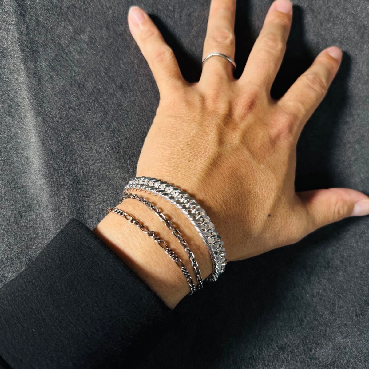 シルバー925 Plated SILVER ダブル 喜平チェーン ブレスレット 