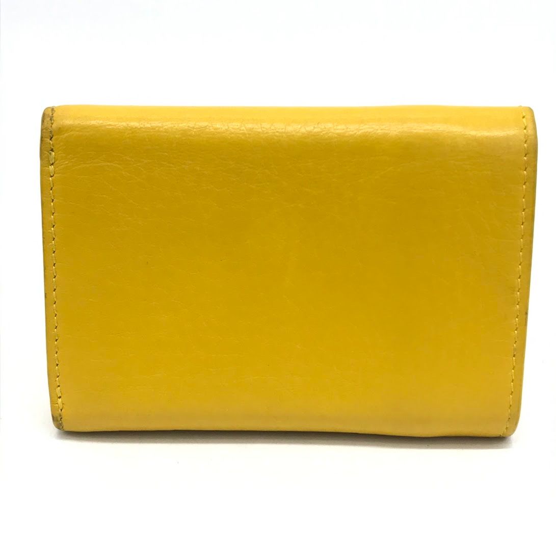 【倉吉店】 中古 BALENCIAGA | バレンシアガ 三つ折り財布 PAPER ZA MINI WALLET ミニウォレット 391446 イエロー 【125】 倉吉店】 中古 BALENCIAGA | バレンシアガ 三つ折り財布 PAPER ZA MINI