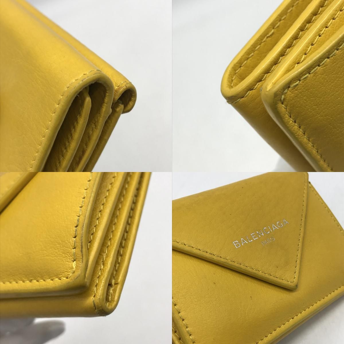 【倉吉店】 中古 BALENCIAGA | バレンシアガ 三つ折り財布 PAPER ZA MINI WALLET ミニウォレット 391446 イエロー 【125】 倉吉店】 中古 BALENCIAGA | バレンシアガ 三つ折り財布 PAPER ZA MINI