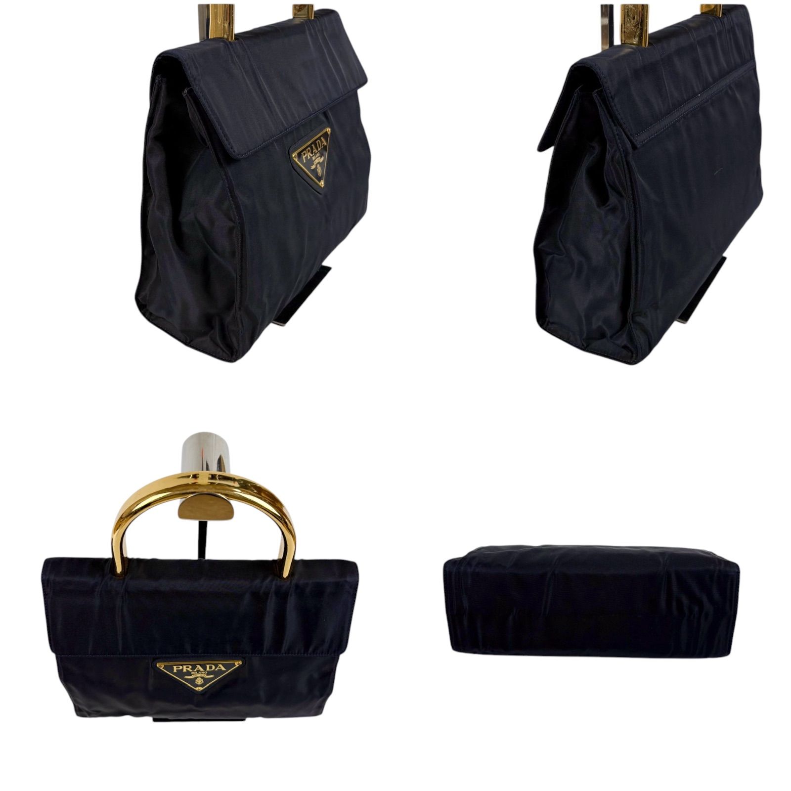 バッグ PRADA プラダ トライアングルロゴ メタルハンドル ハンドバッグ 