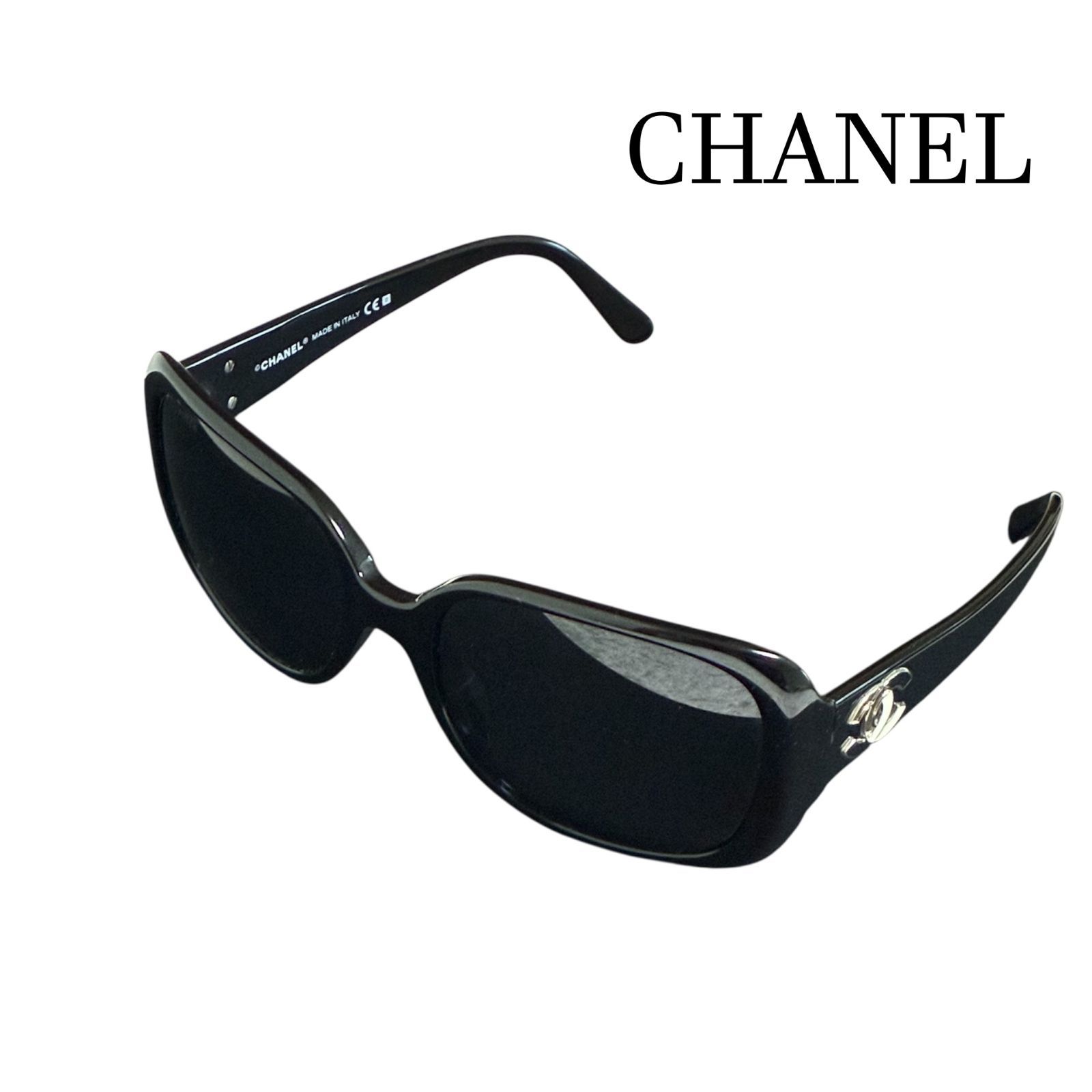 CHANEL シャネル サングラス ココマーク ゴールド 黒 ケース付き 