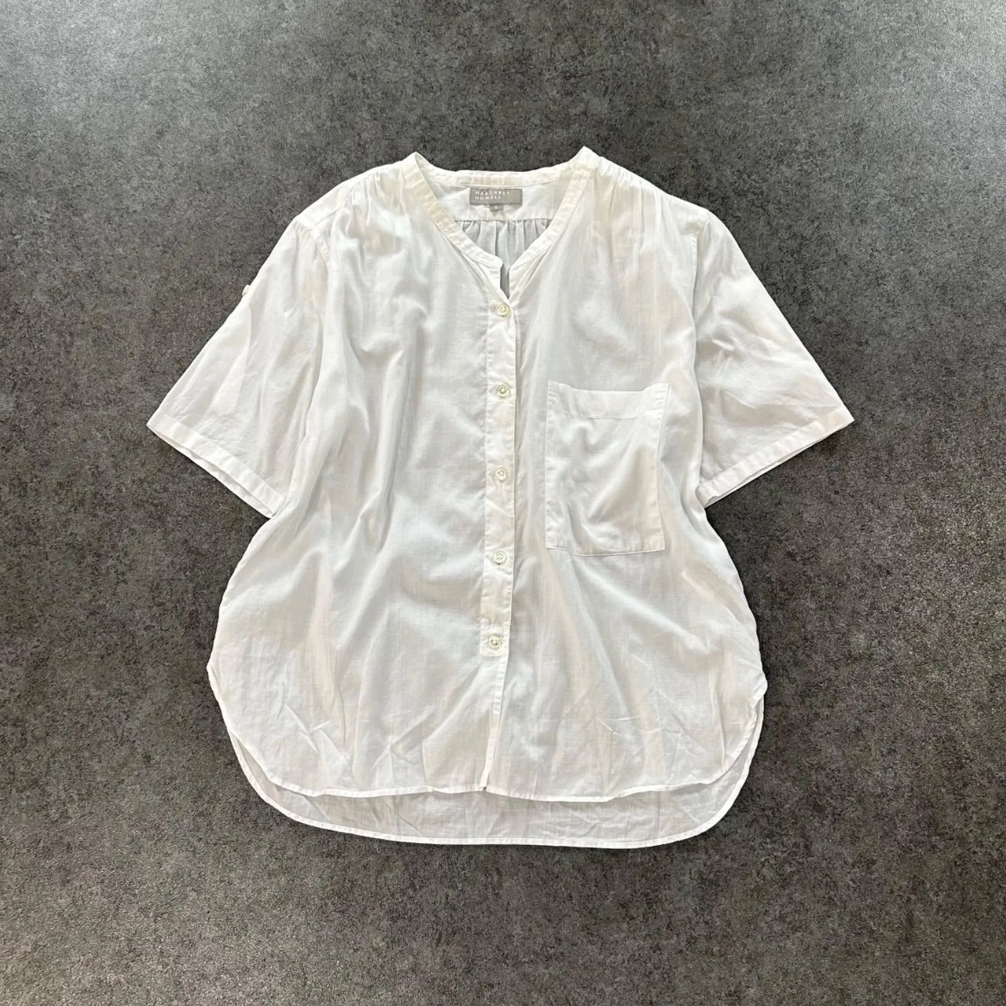 MHL.　マーガレットハウエル　半袖シャツ　スキッパーシャツ　白　2025SS 日本製 MHL. MARGARET HOWELL マーガレットハウエル 半袖 スキッパー