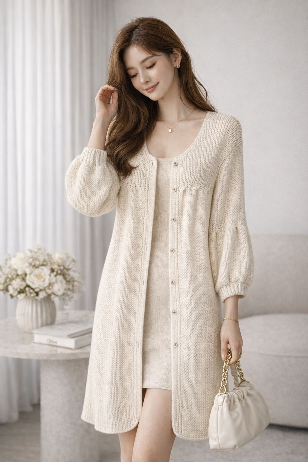 【未使用級/ハンガー付】FOXEY シルク96% ロングカーディガン 40 未使用級/ハンガー付】FOXEY シルク96% ロングカーディガン 40 【公式