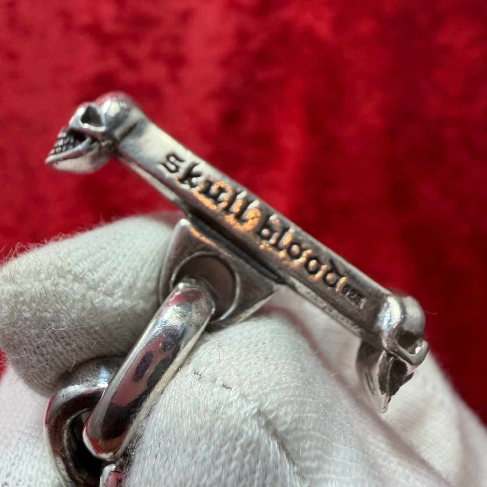 美品 スカルブレスレット83.3g シルバー/925 スカルブラッド/Skull 