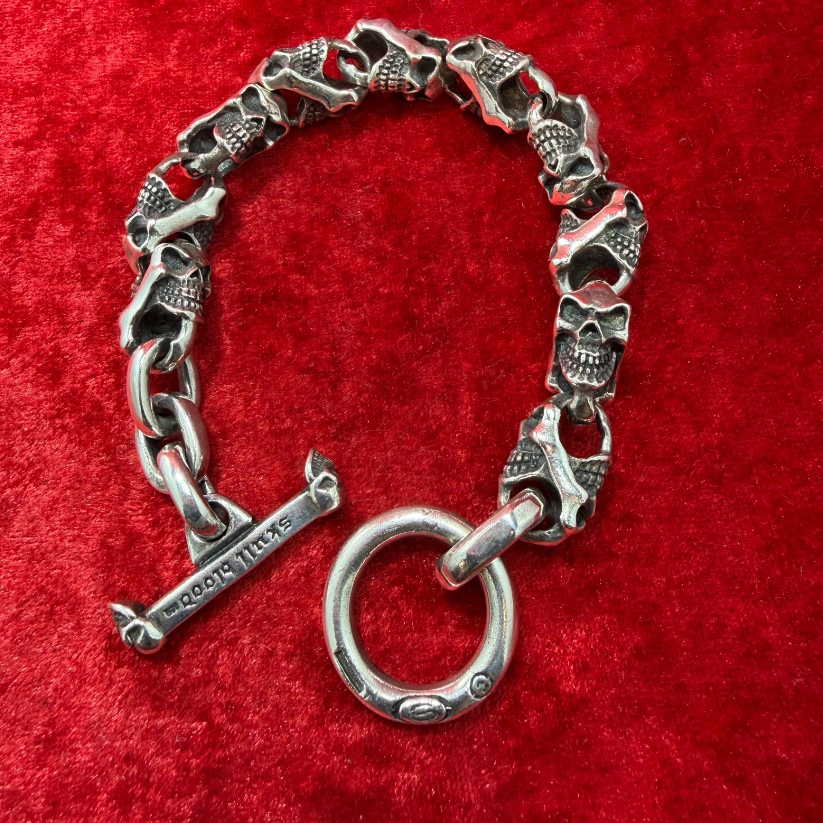 美品 スカルブレスレット83.3g シルバー/925 スカルブラッド/Skull