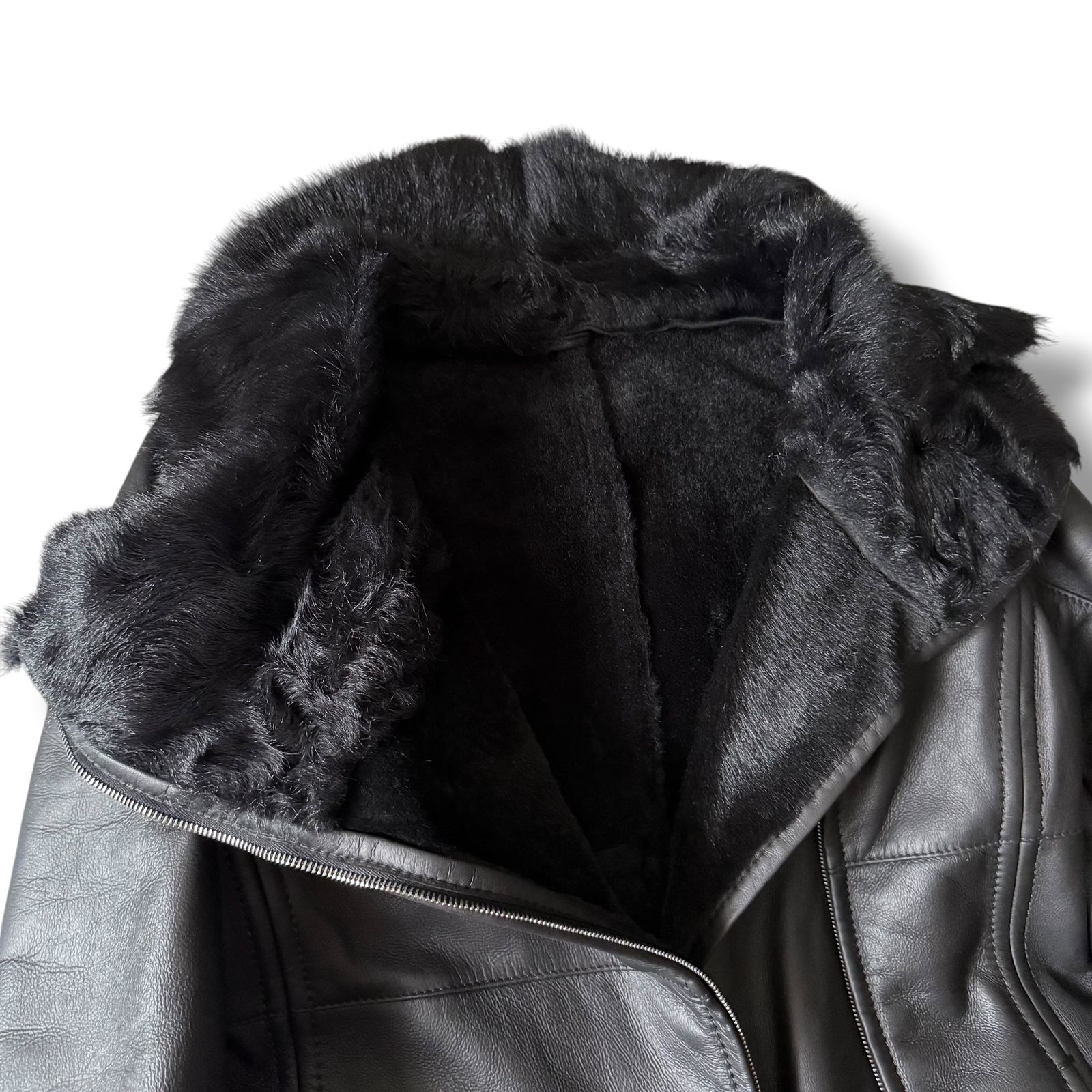 美品 MaxMara 上質なリアルムートンコート 42 黒 ボア ロング - メルカリ