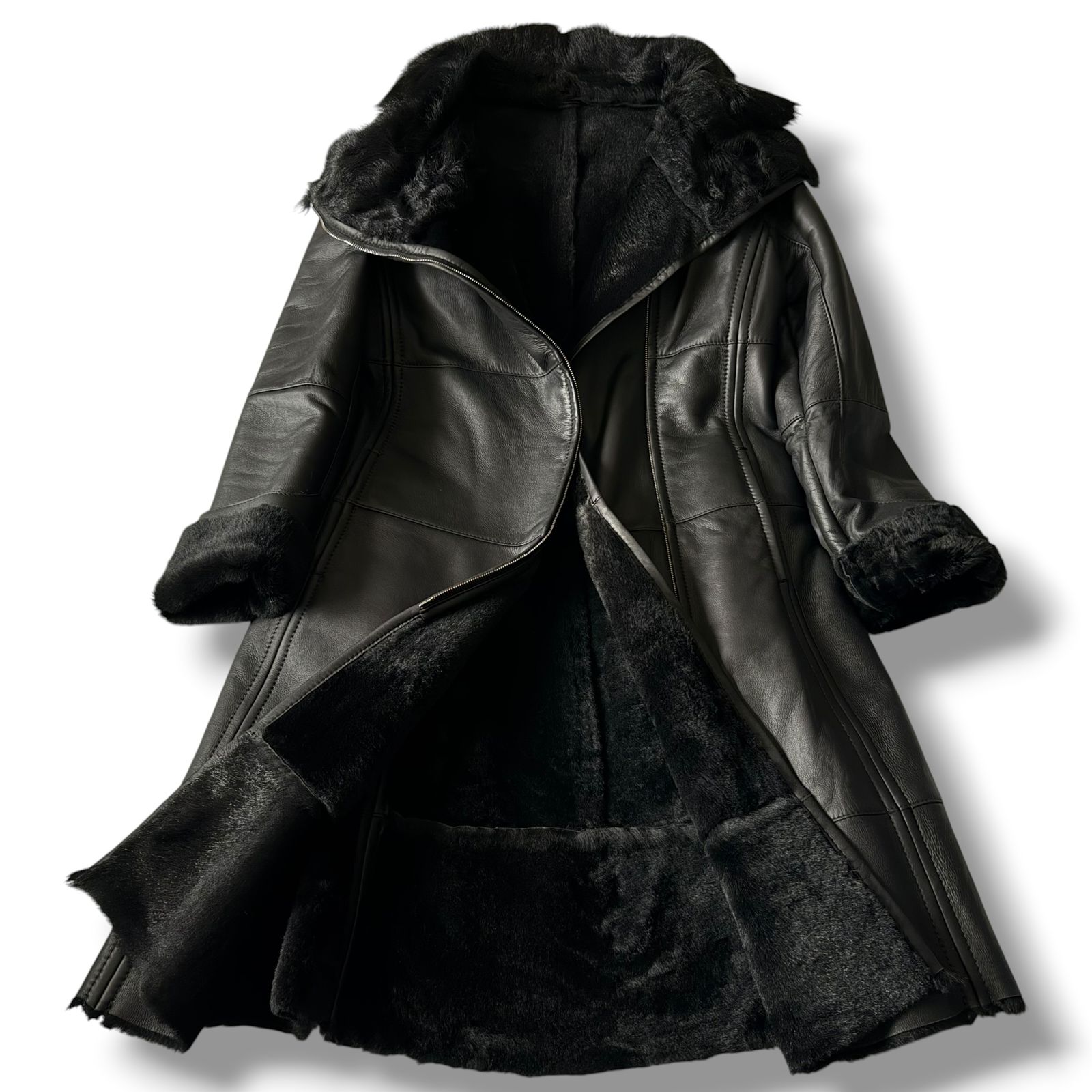 美品 MaxMara 上質なリアルムートンコート 42 黒 ボア ロング 美品 MaxMara 上質なリアルムートンコート 42 黒 ボア ロング - メルカリ