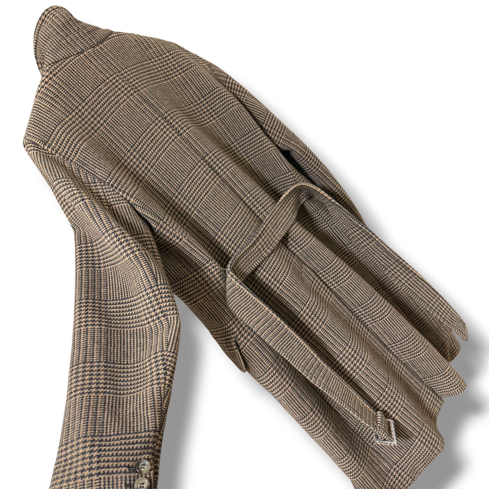 Max Mara グレンチェック柄ダブルブレストロングコート 40 千鳥格子