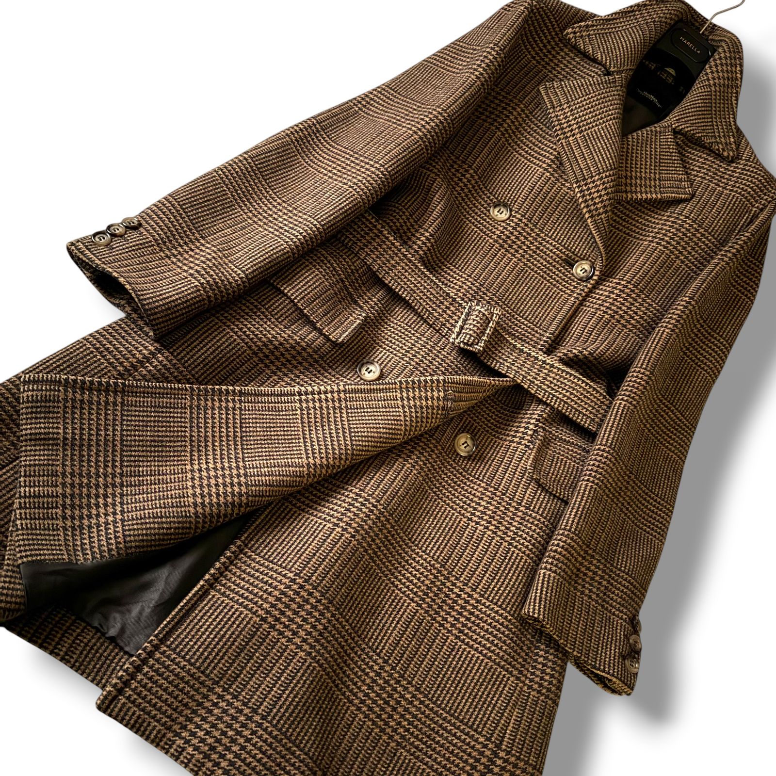 MaxMara グレンチェック柄ダブルブレストコート ウール 40サイズ MaxMara グレンチェック柄ダブルブレストコート ウール 40サイズ Max