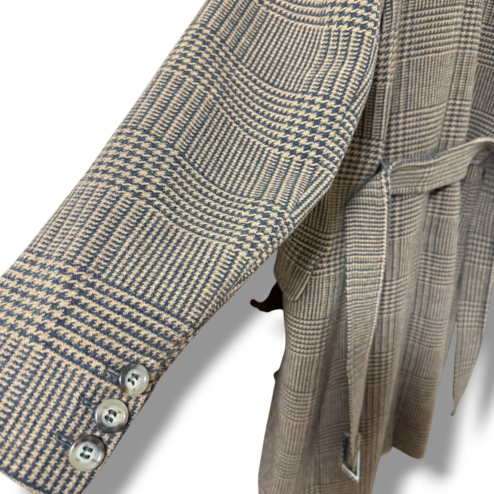 Max Mara グレンチェック柄ダブルブレストロングコート 40 千鳥格子
