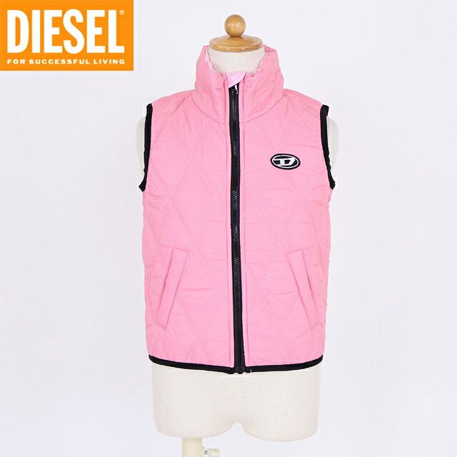 ディーゼル DIESEL BABY【訳あり】ベビー ベスト・胴着 Dポイントキルティングベスト ピンク系（サイズ/24M-36M）ak0001