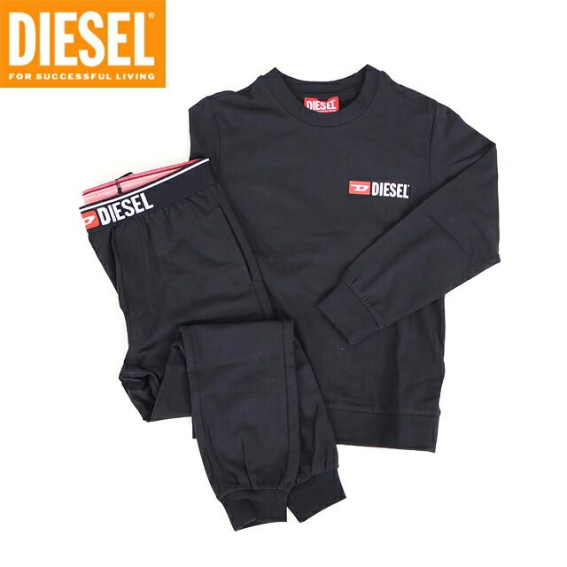 ディーゼル DIESEL JUNIOR【訳あり】ジュニア 下着セット ロゴプリント上下セット ブラック系（サイズ/6Y）ak0012