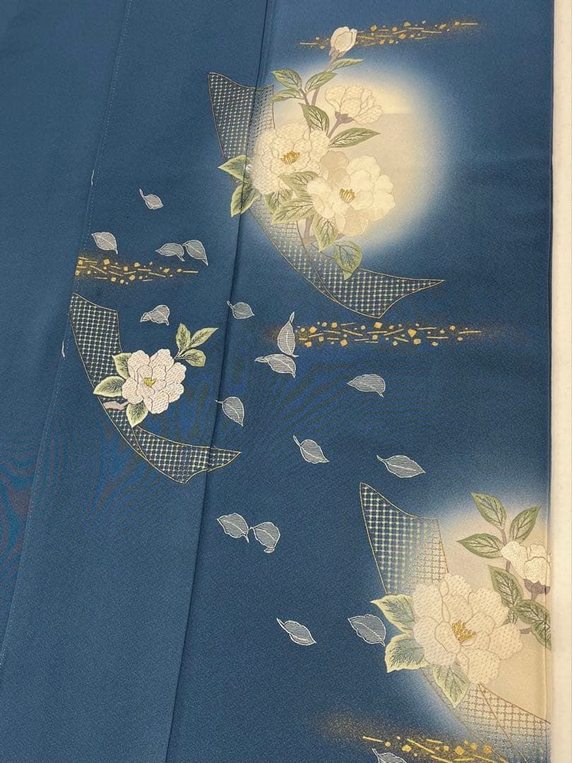 蘇州刺繍 汕頭刺繍 付け下げ 金彩 牡丹 正絹 パールトーン加工済 A294 