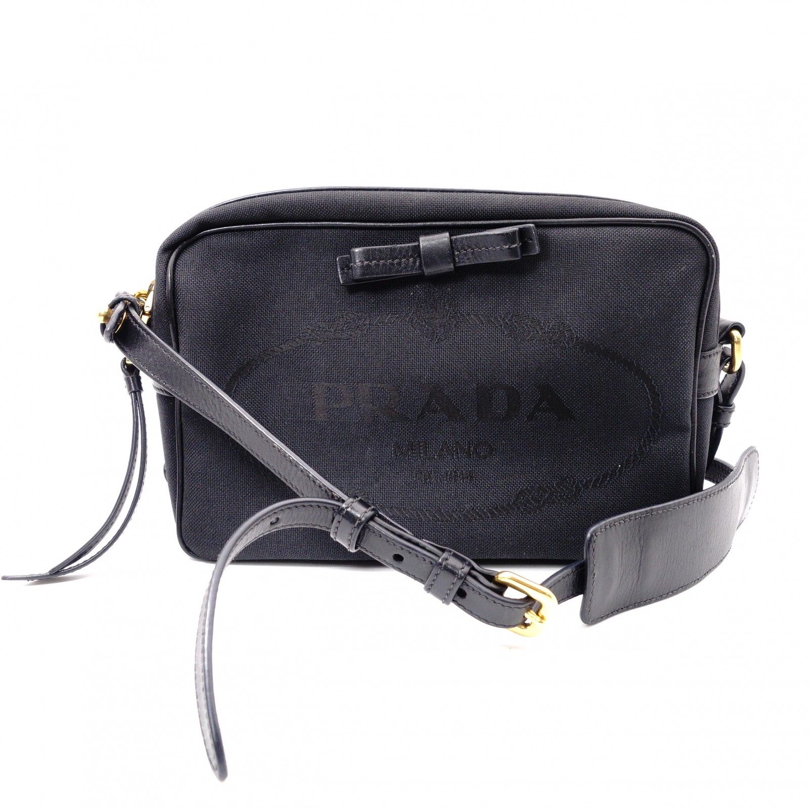 PRADA プラダ ロゴジャガード リボン カメラ ショルダーバッグ 