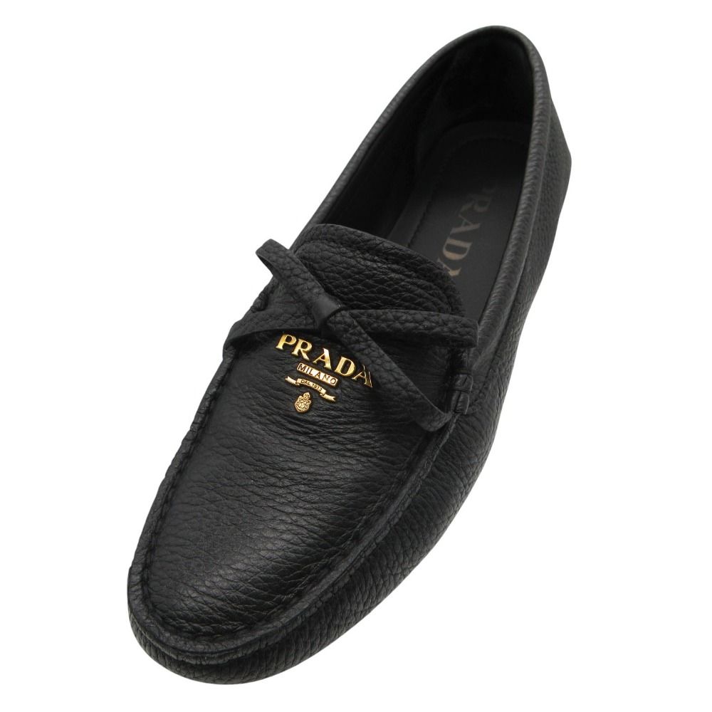 PRADA ブラック リボン付きフラットシューズ PRADA プラダ フラットシューズ バレエシューズ 36 黒 【公式通販】
