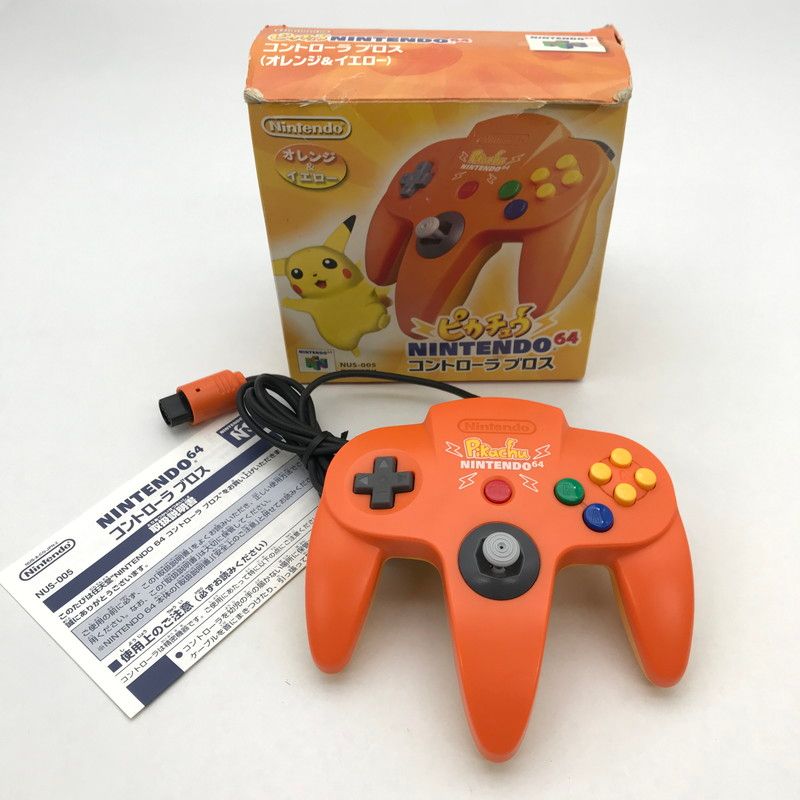 【中古品】 Nintendo64 ニンテンドー64 ピカチュウ N64 コントローラ ブロス (オレンジ＆イエロー) 【024-260410-mh-08-fuz】