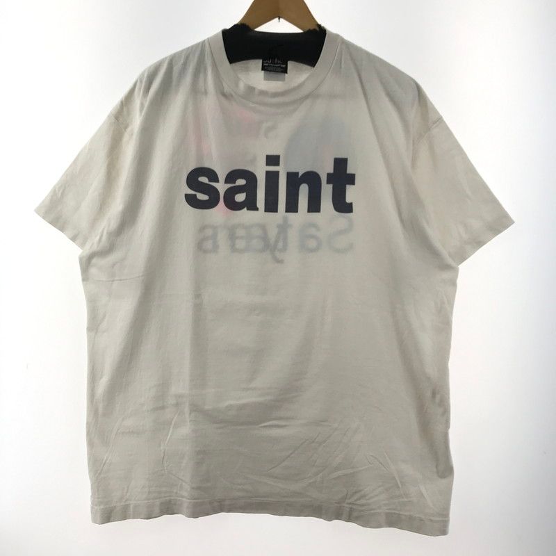 SAINT MICHAEL セントマイケル 24ss SS TEE RIBON SAINT リボンロゴ半袖 ホワイト サイズS 美品 中古 4b012885 SAINT MICHAEL (セントマイケル) 24SS RIBON SAINT S/S Tee リボン