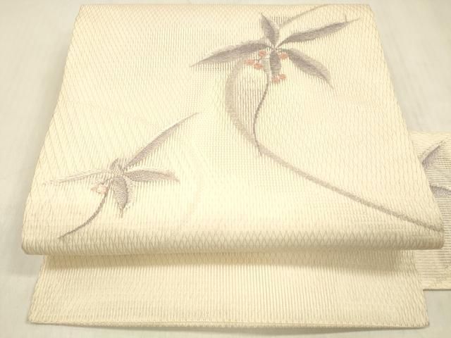 平和屋着物＊夏物　九寸名古屋帯　流水草葉文　金銀糸　正絹　逸品　DABC8540cm 平和屋着物＊夏物 九寸名古屋帯 流水草葉文 金銀糸 正絹 逸品
