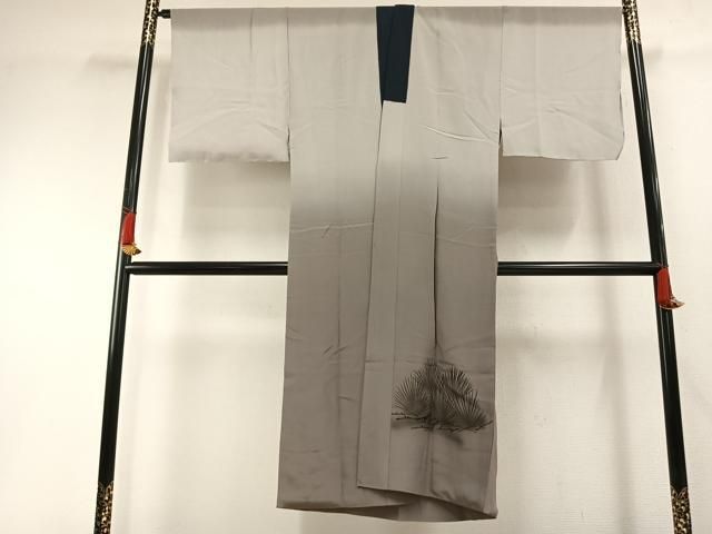 平和屋着物●男性　長襦袢　袷　手描き　鷹　暈し染め　正絹　逸品　AABH4668fy