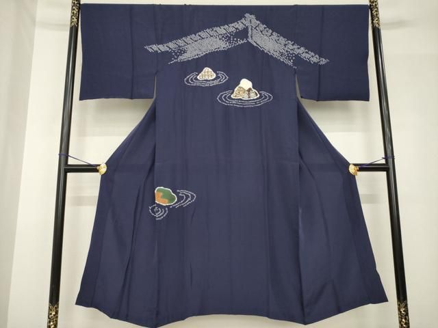 平和屋着物●男性 長襦袢 無双仕立て 絞り 石庭 正絹 逸品 AABH5854ck