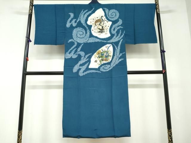 平和屋着物●男性 長襦袢 袷 絞り 風神雷神 金彩 正絹 逸品 DABD9224ud