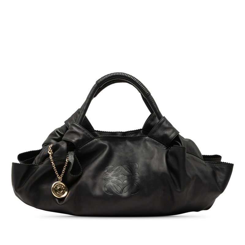 LOEWE ハンドバック 本革 シボ革 ナッパアイレ シルバー アナグラム 