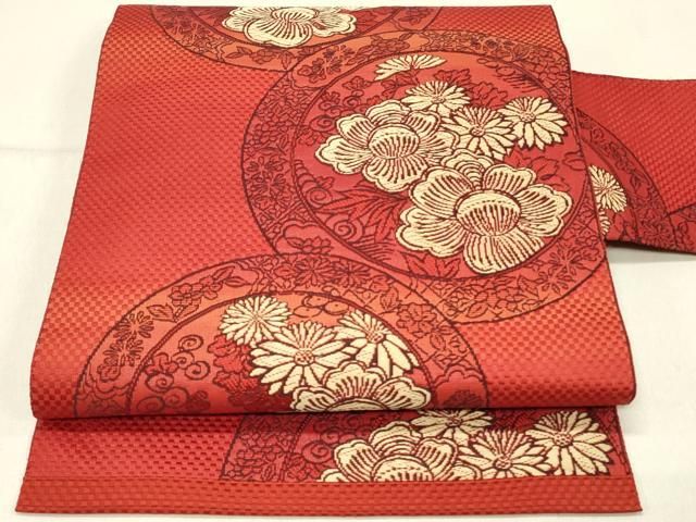 平和屋着物●八寸名古屋帯　すくい織　草花　正絹　逸品　DABD0053op 平和屋着物○八寸名古屋帯 すくい織 草花 正絹 逸品 DABD0053op 【公式