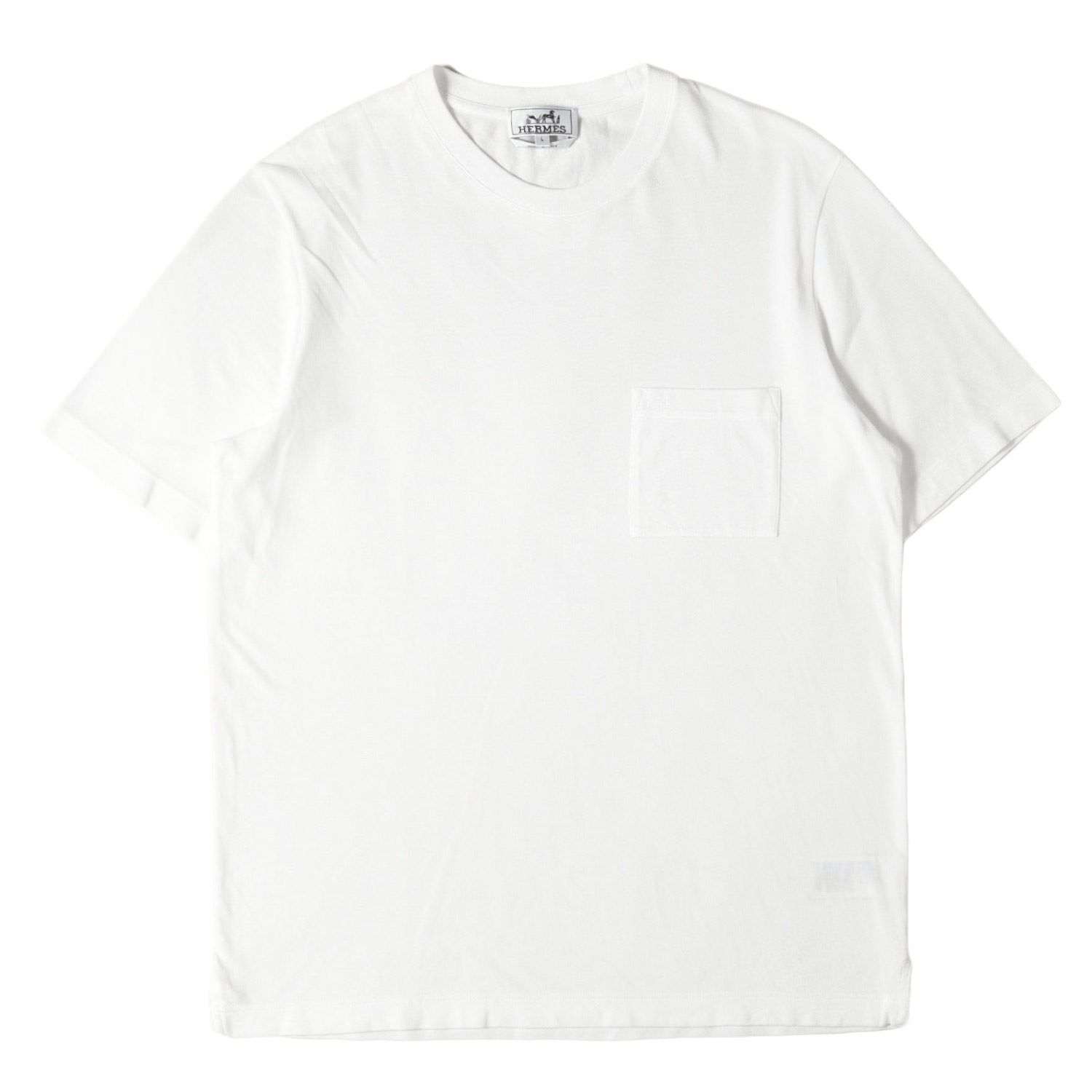 美品】HERMES エルメス Tシャツ ホワイト 白 サイズ:L | H刺繍ポケット 