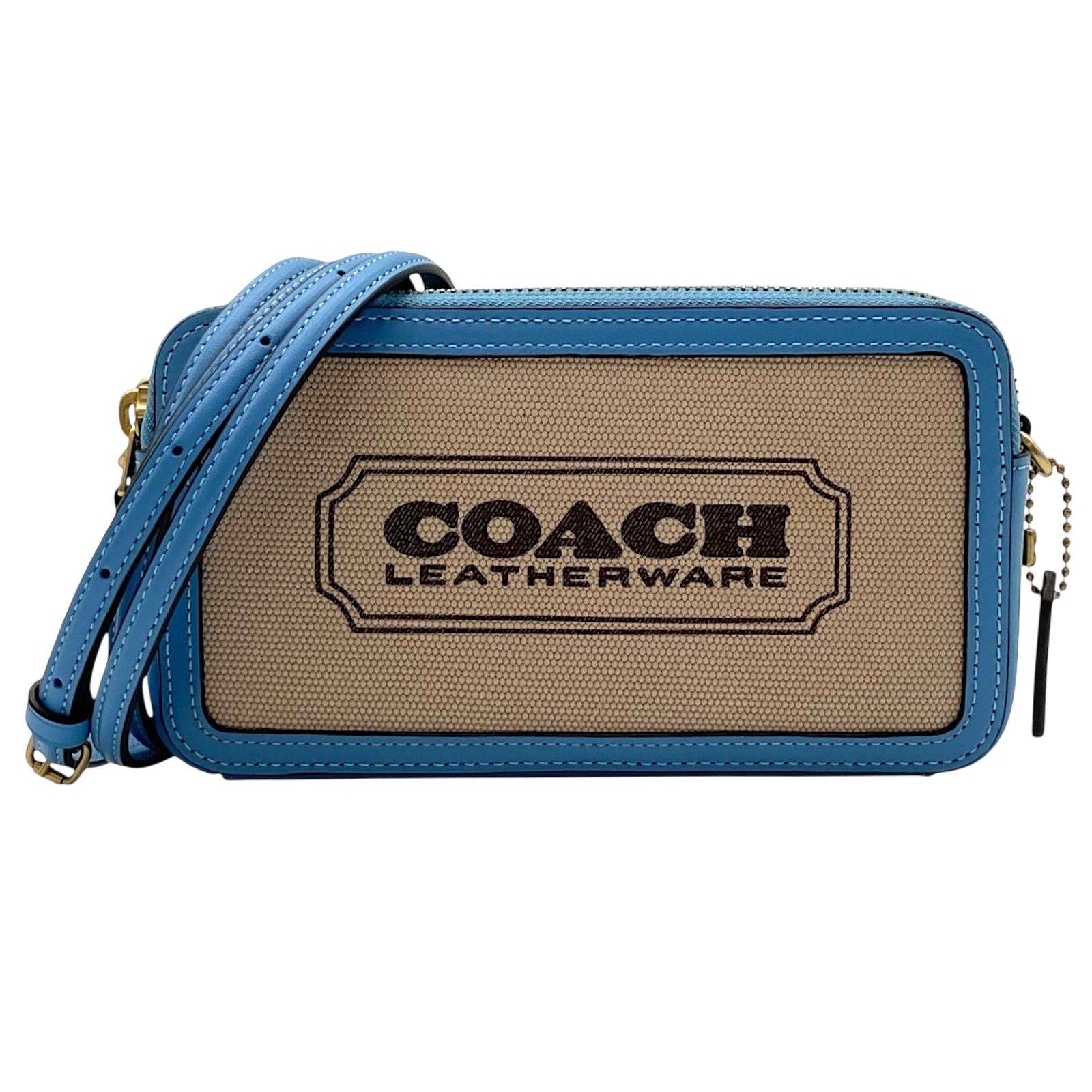 コーチ COACH タビーショルダーバッグ26 ベージュ/ブルー キャンバス/レザー レディース ショルダーバッグ コーチ COACH タビーショルダーバッグ26 ベージュ/ブルー キャンバス