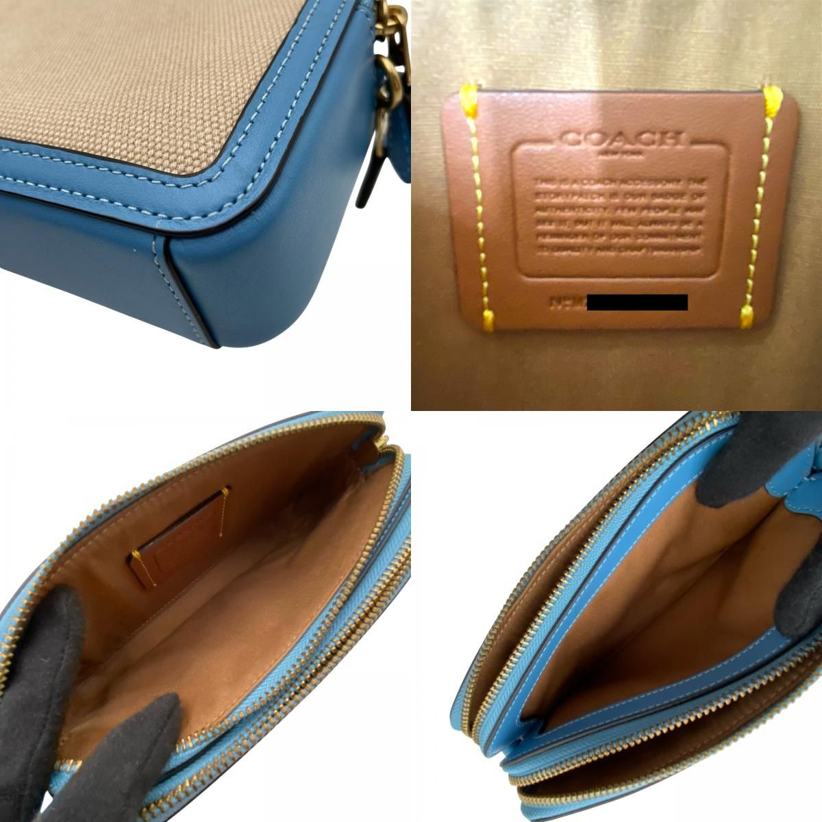 コーチ COACH タビーショルダーバッグ26 ベージュ/ブルー キャンバス