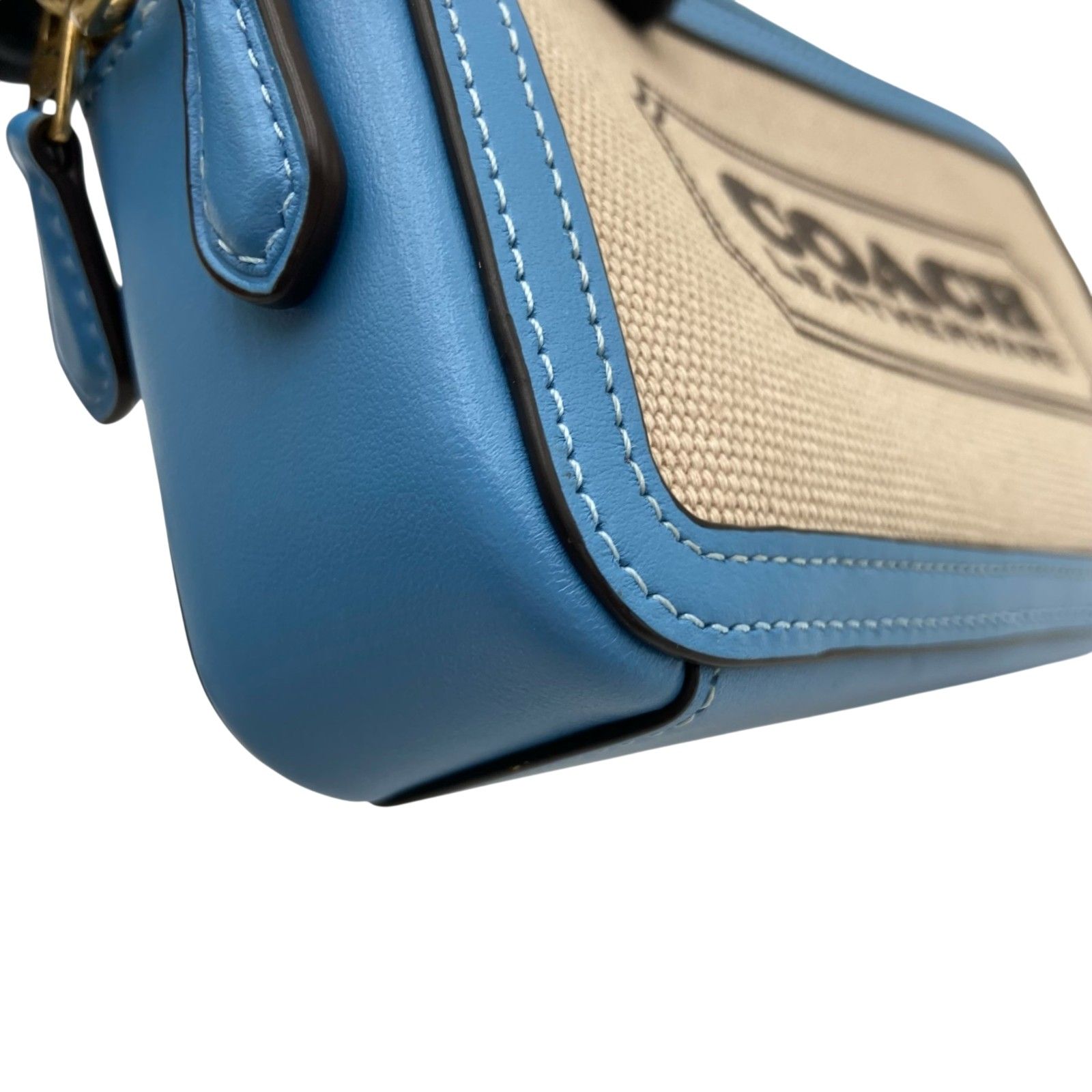 コーチ COACH タビーショルダーバッグ26 ベージュ/ブルー キャンバス/レザー レディース ショルダーバッグ コーチ COACH タビーショルダーバッグ26 ベージュ/ブルー キャンバス