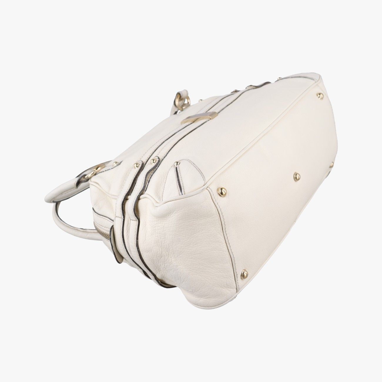 GUCCI ホースビット バンブー ハンドバッグ レザー ロゴ ホワイト