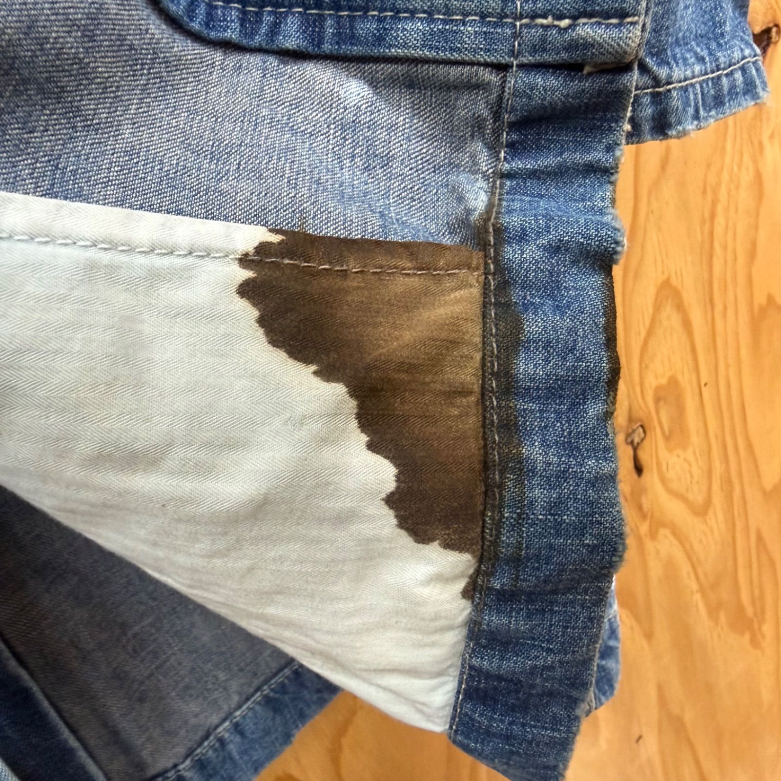 NEIGHBORHOOD Denim Coverall Jacket Paint Distressed Indigo B Rank
