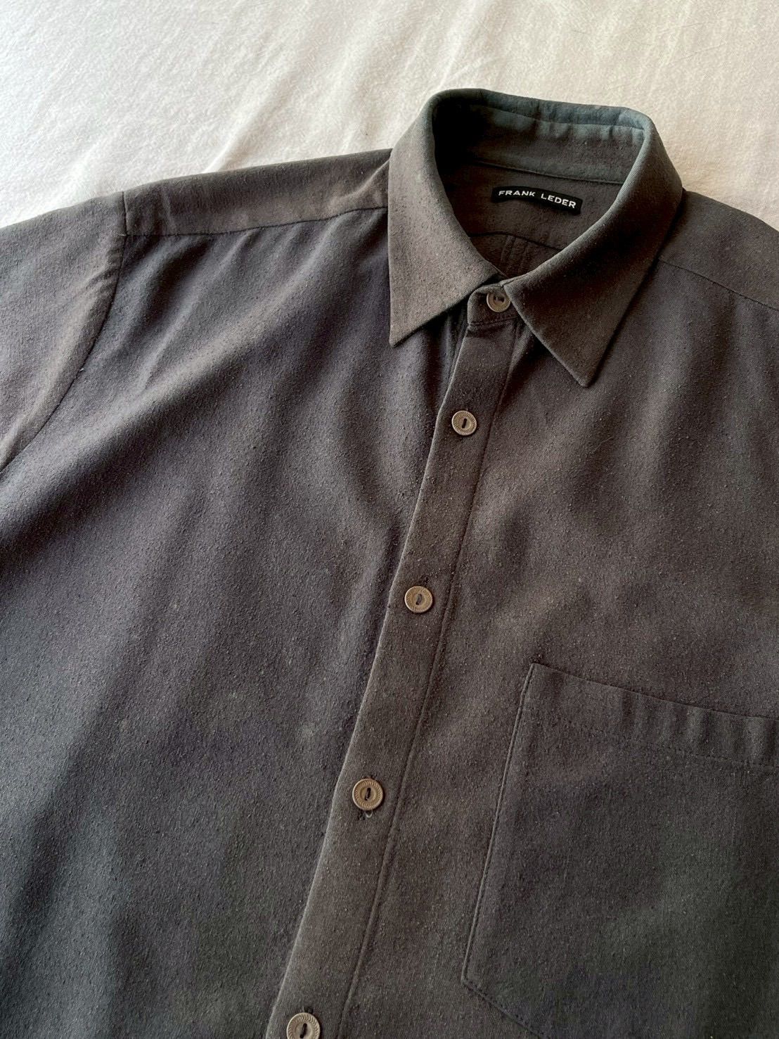 FRANK LEDER シルク シャツ / XS グレー 加工 製品染め ドイツ製 T6