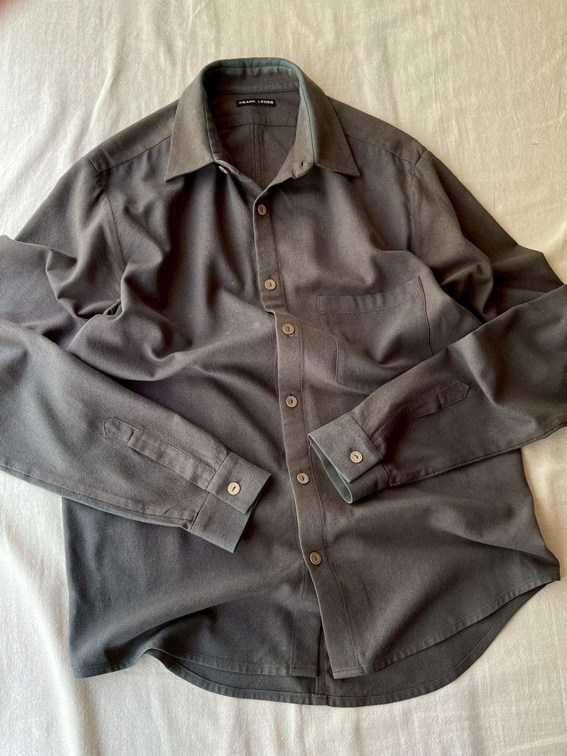 FRANK LEDER シルク シャツ / XS グレー 加工 製品染め ドイツ製 T6