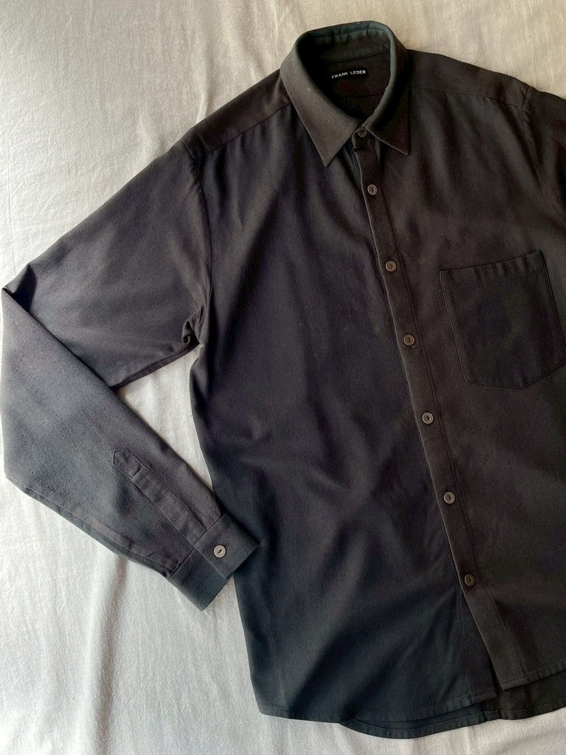 FRANK LEDER シルク シャツ / XS グレー 加工 製品染め ドイツ製 T6
