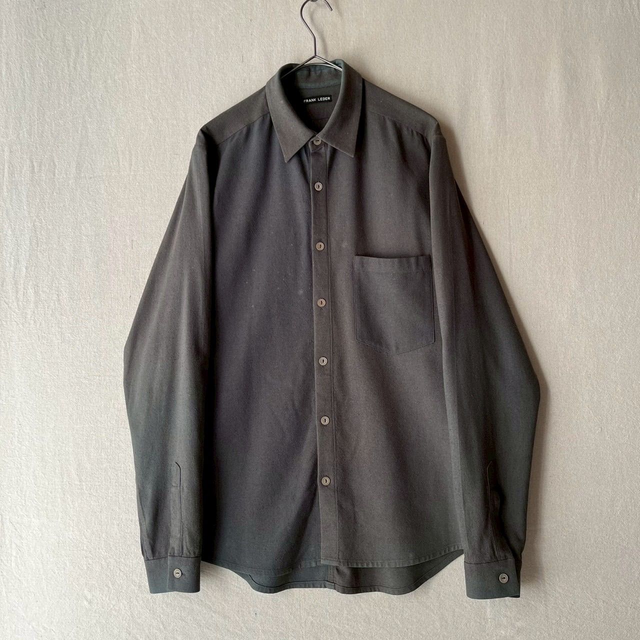 FRANK LEDER シルク シャツ / XS グレー 加工 製品染め ドイツ製 T6