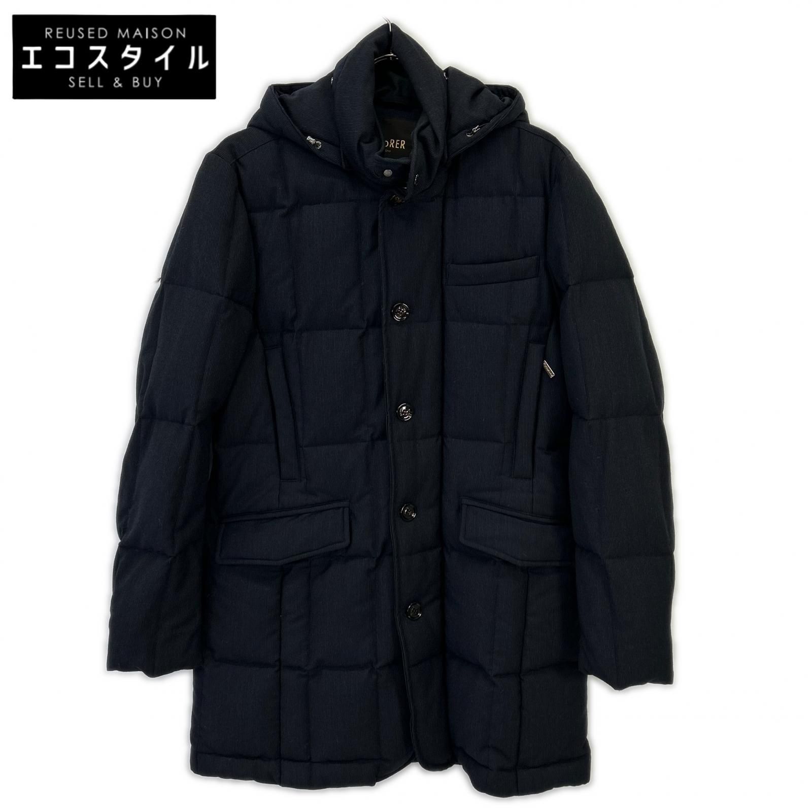 MOORER ムーレー ﾈｲﾋﾞｰ ｳｰﾙ ORIONE ﾌｰﾄﾞ付 ﾀﾞｳｼﾞｬｹｯﾄ 46