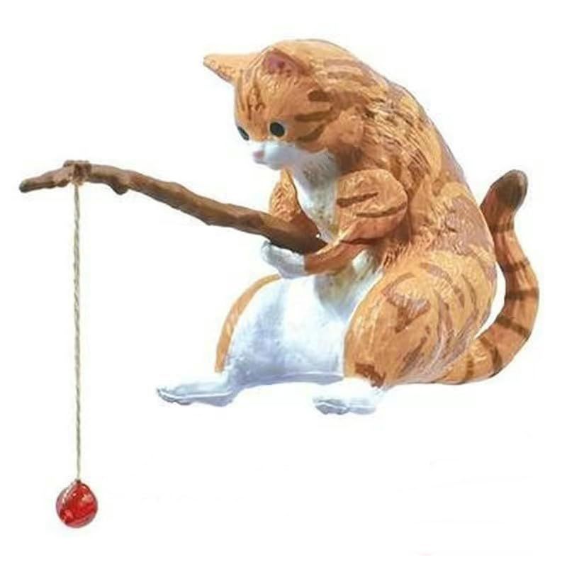 新品】 88flix 猫 釣り 置物 フィギュア オーナメント 水槽 雑貨
