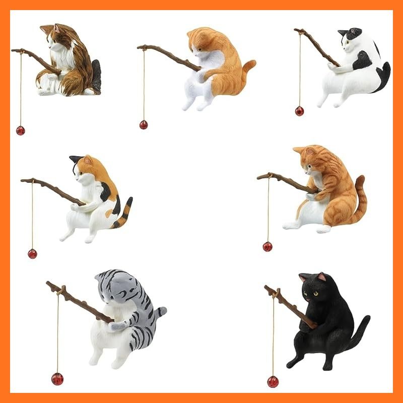 新品】 88flix 猫 釣り 置物 フィギュア オーナメント 水槽 雑貨