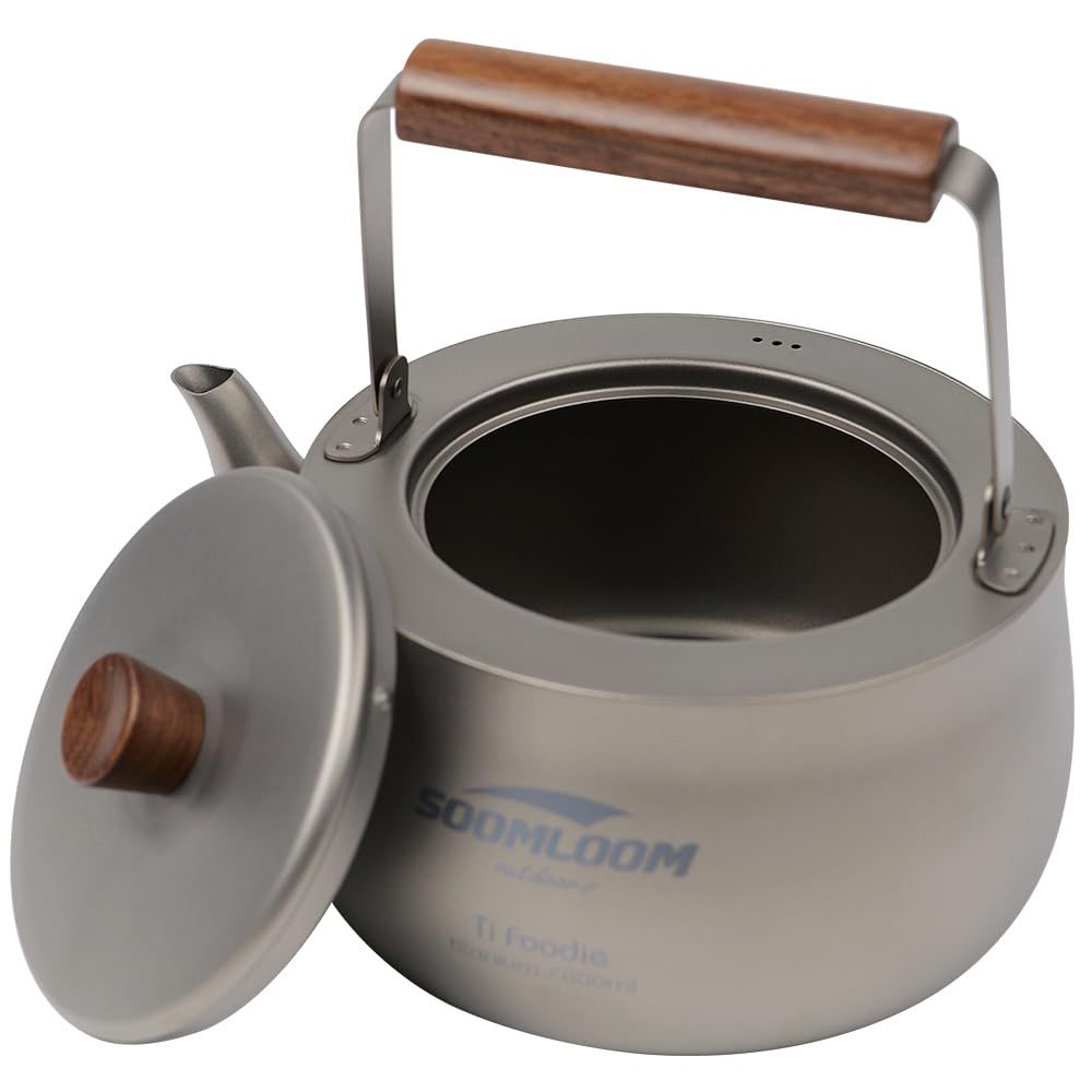 Soomloom純チタン製ケトル容量800ml水タンクヤカン飲用水ヒーター直火クッカーティーポット茶器小皿コーヒお茶湯飲みコップ超軽量衛生アウトドアキャンプ調理器具